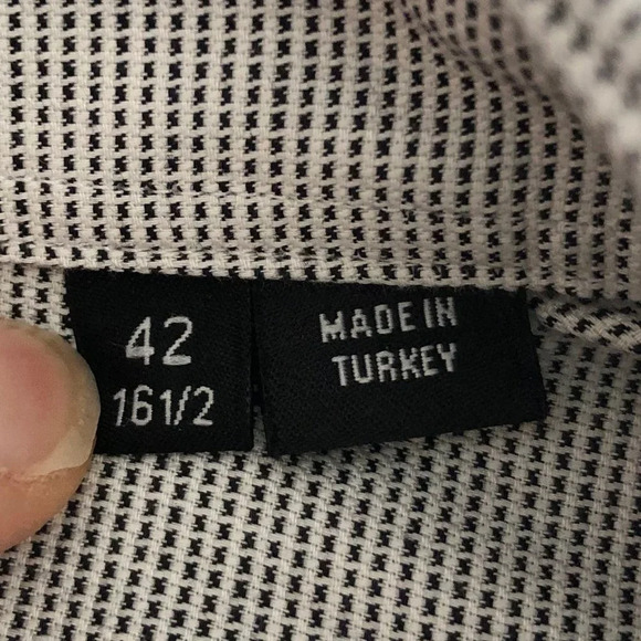 Boss Hugo Boss Isko Slim Fit Button Down Cotton Shirt Black + White Sz 16.5 NWOT - Picture 11 of 15